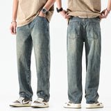 Advbridge Wide Leg Jeans Men Baggy Pants Oversize Jeans Loose Fit Light Blue Streetwear Men's Clothing Denim Pants Casual Male Trousers
