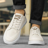 Advbridge Fashion Mens Casual Shoes Simple Leather Men Sneakers Youth Teenage Vulcanize Shoes Comfortable Male Skateboard Footwear Lace-Up