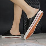 Advbridge Summer Luxury Half Drag Men Shoes Casual Slippers slip-on Breathable Flats Fashion British Style Moccasins shoes Plus size 36-46