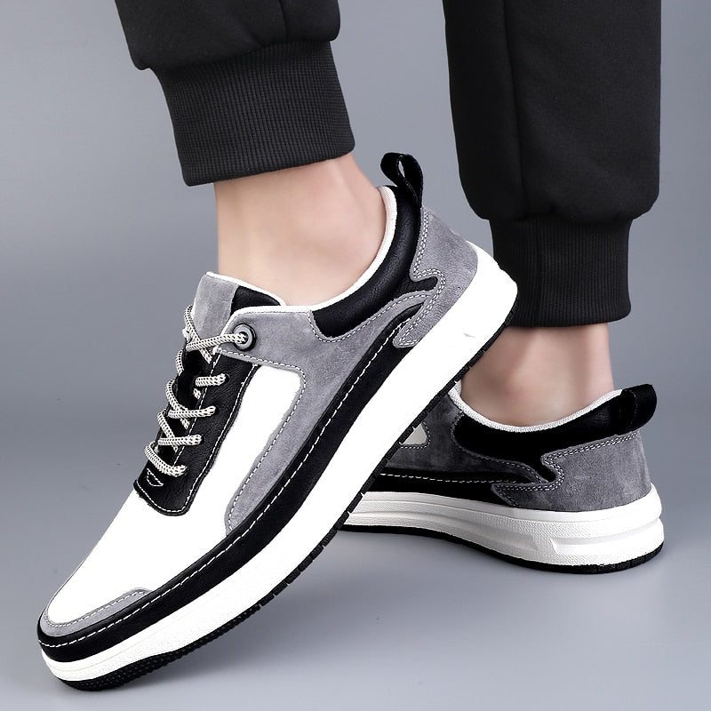 Advbridge Comfortable Leather Men Shoes Casual  Men Sneakers Leather Shoes Men Flats Hot Sale Korean Version Sneakers New