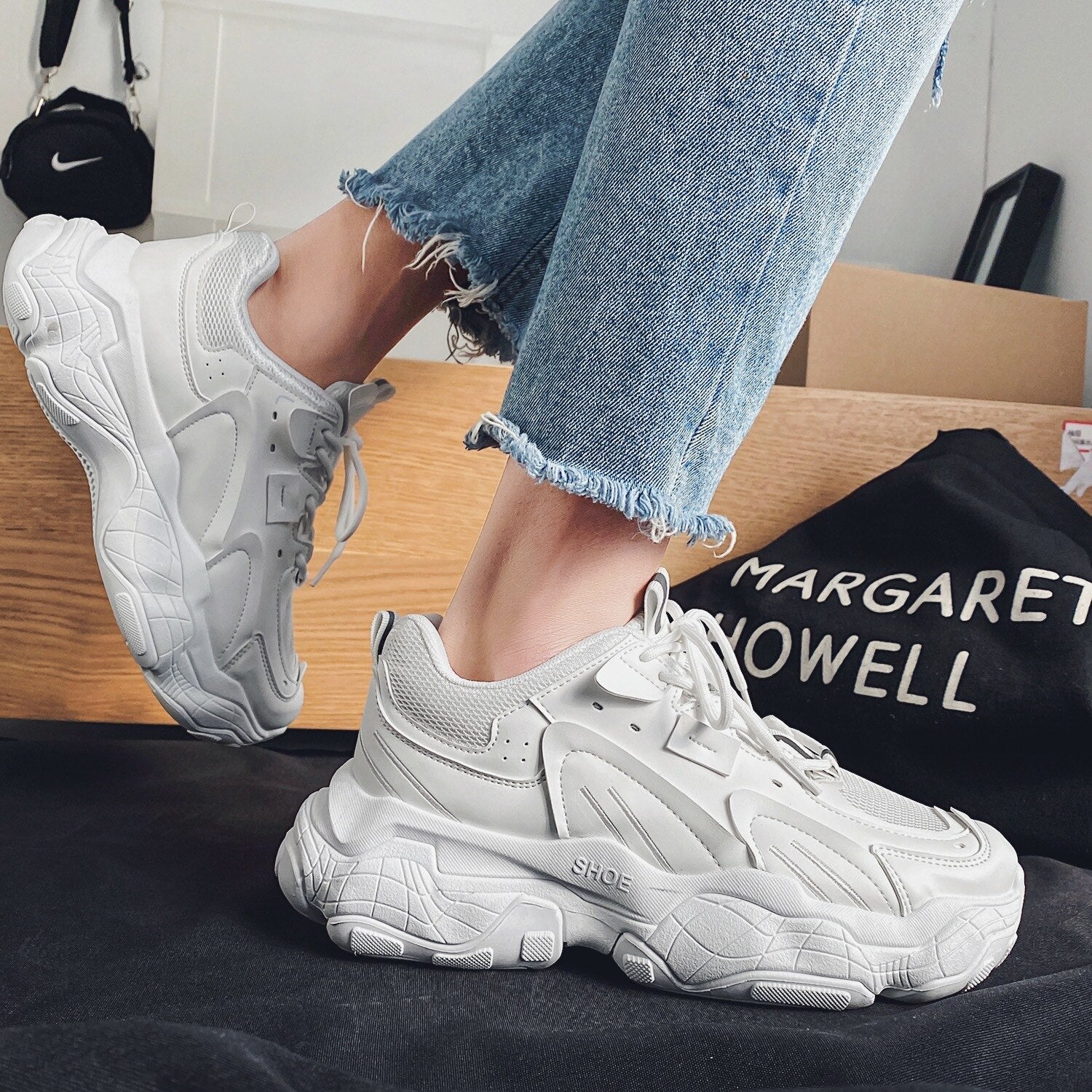Advbridge Autumn Men Platform Sneakers Mesh Breathable Chunky Shoes Male Trainers Outdoor Lace Up Sports Shoes Walking Footwear