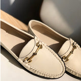 Advbridge Women Shoes England Style Office Lady Fashion Simple Beige Color Sheep Soft Casual Slip-On Loafers  Flat Shoes