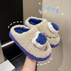 Advbridge Green Blue Autumn Winter New Kawaii Bear Cotton Slippers Women's Shoes Indoor Thick Sole Home Flat Designer Bedroom