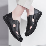 Advbridge Luxury Brand Genuine Leather Men Sandals Moccasins Men Business Dress Sandals Handmade Leather Shoes Men Sandalias Big Size 47