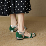 Advbridge Summer Women Sandals Round Toe Cover Heel Gladiator Shoes Women Sheep Suede Women Shoes Low Heel Mixed Colors Roman Sandals
