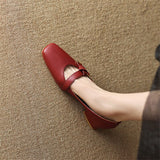 Advbridge New 2023 Spring/summer Slip-On Shoes Woman Shoes Square Toe Chunky Heel Women Loafers Pumps for Women Handmade Shallow Shoe