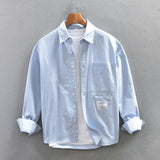 Advbridge White Fashion Shirts for Men Long Sleeve Turn-down Collar Be All-match Tops Male Pure Cotton Button Up Shirt Clothing