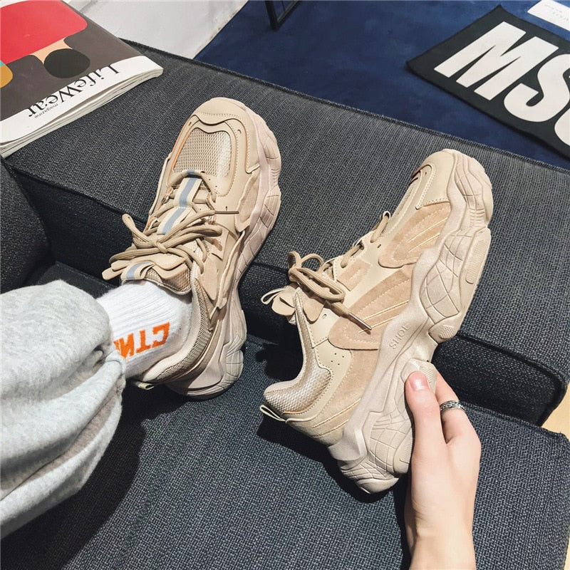 Advbridge Autumn Men Platform Sneakers Mesh Breathable Chunky Shoes Male Trainers Outdoor Lace Up Sports Shoes Walking Footwear