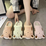 Advbridge Female Shoes Ladies' Slippers Cover Toe Fur Flip Flops Platform Luxury Slides Med Winter Footwear  Flat Plush Designer PU Ru