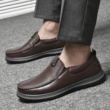 Advbridge New Brand Driving Shoes Fashion Genuine Leather Casual Shoes Men Lightweight Mens Slip on Office Shoes Male Comfortable Loafers
