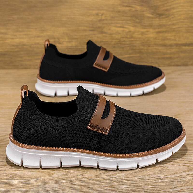 Advbridge Spring Summer Fashion Mesh Shoes Men Loafers Brand Footwear Breathable Mens Casual Shoes Flat Slip-on Black White A4731