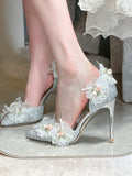 Advbridge Temperament Floral Lace High Heels Banquet Party Wedding Shoes Women's Spring Pointed Toe Stilettos Designer High Quality Pumps