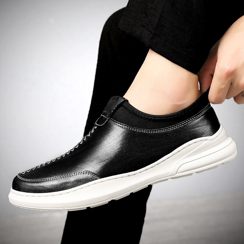 Advbridge men Loafers Genuine Leather Slip On Casual Men Shoes Brand Blue Loafers Man Mocasines Hombre Breathable Flats Male Footwear