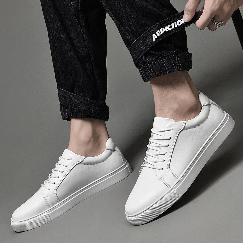 Advbridge Classic Men's Genuine Leather Casual shoes Fashion White Sneakers  Luxury Leisure Black Summer Shoes Breathable Outdoor Flats