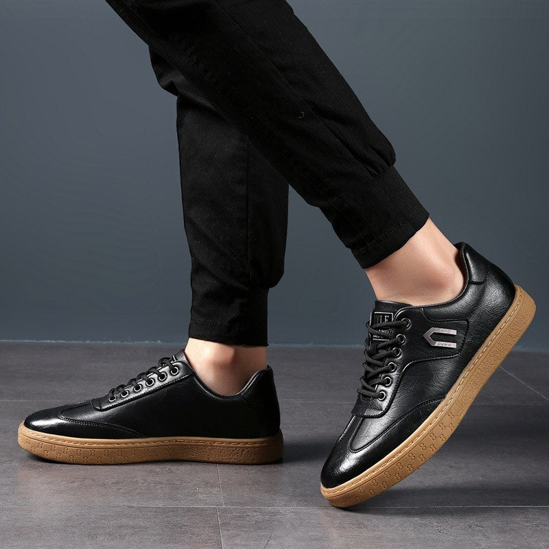 Advbridge Spring Autumn New Men Shoes Fashion Casual Skateboard Shoes Men Leather Walking Work Oxfords Business Hip Hop Mens Sneakers