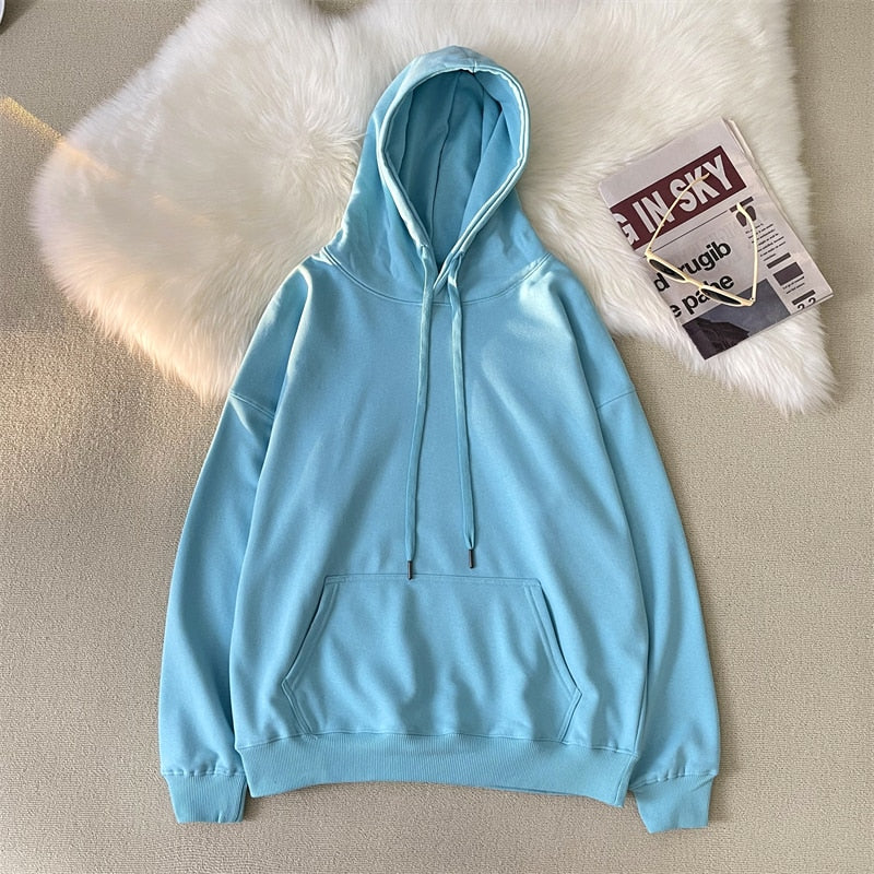 Advbridge Korean Men's Solid Color Sweatshirt Hoodies 2023 Casual Hooded Pullovers Hoodie Warm Fleece Male Loose Man Clothing 3XL