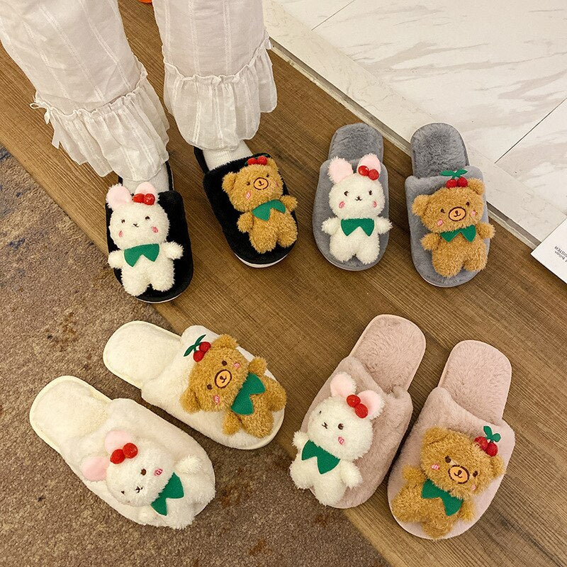 Advbridge Slippers Casual Fur Shoes Slipers Women Slides Low Cover Toe Luxury Plush Soft Flat Rome Autumn with fur Short  Shoes Women