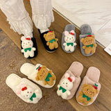 Advbridge Slippers Casual Fur Shoes Slipers Women Slides Low Cover Toe Luxury Plush Soft Flat Rome Autumn with fur Short  Shoes Women