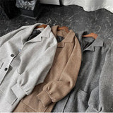 Advbridge Autumn Winter Men Woolen Coats Casual Turn Down Collar Jacket Loose Single Breasting Tops Korean Tide Coats