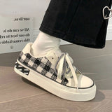 Advbridge Checkerboard Canvas Shoes for Wowen Spring New Thick Sole Casual All-match Sports Shoes Zapatillas Mujer
