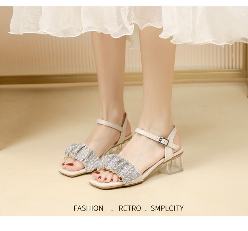 Advbridge Summer Shoes Women High Heels Sandals Fashion Ladies Party Shoes Brand Women Sandals Plus Size 42 Square Heel 4.5cm A4514
