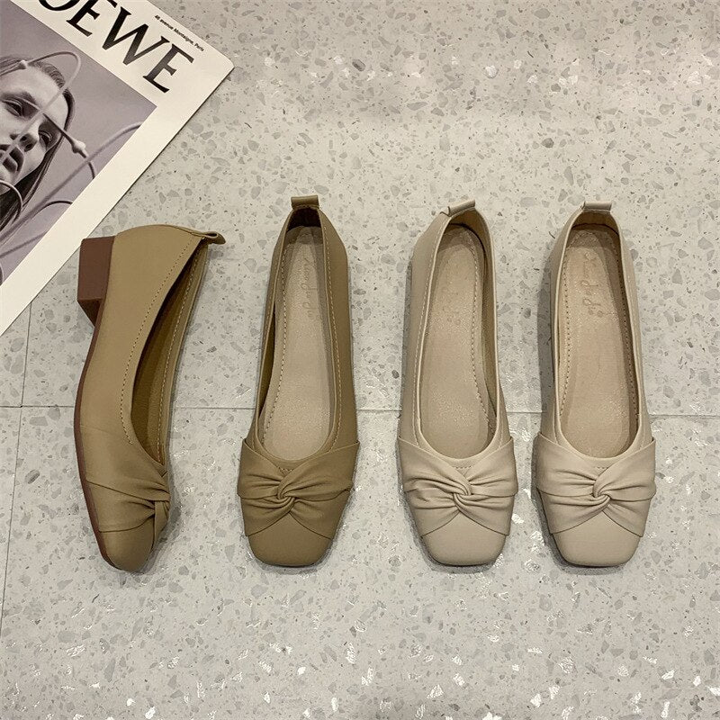 Advbridge Grandma Shoes Low Heels Female Footwear Casual Sneaker All-Match Square Toe Soft Shallow Mouth Retro Dress Comfortable New