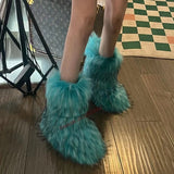Advbridge Fashion hot girl pink furry boots women's new all-match round toe slip-on shoes