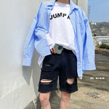 Advbridge Summer Hole Shorts Jeans Men Ripped Denim Pants Fashion Black/Blue Men's Jeans Short Pants Streetwear Straight Jeans Men