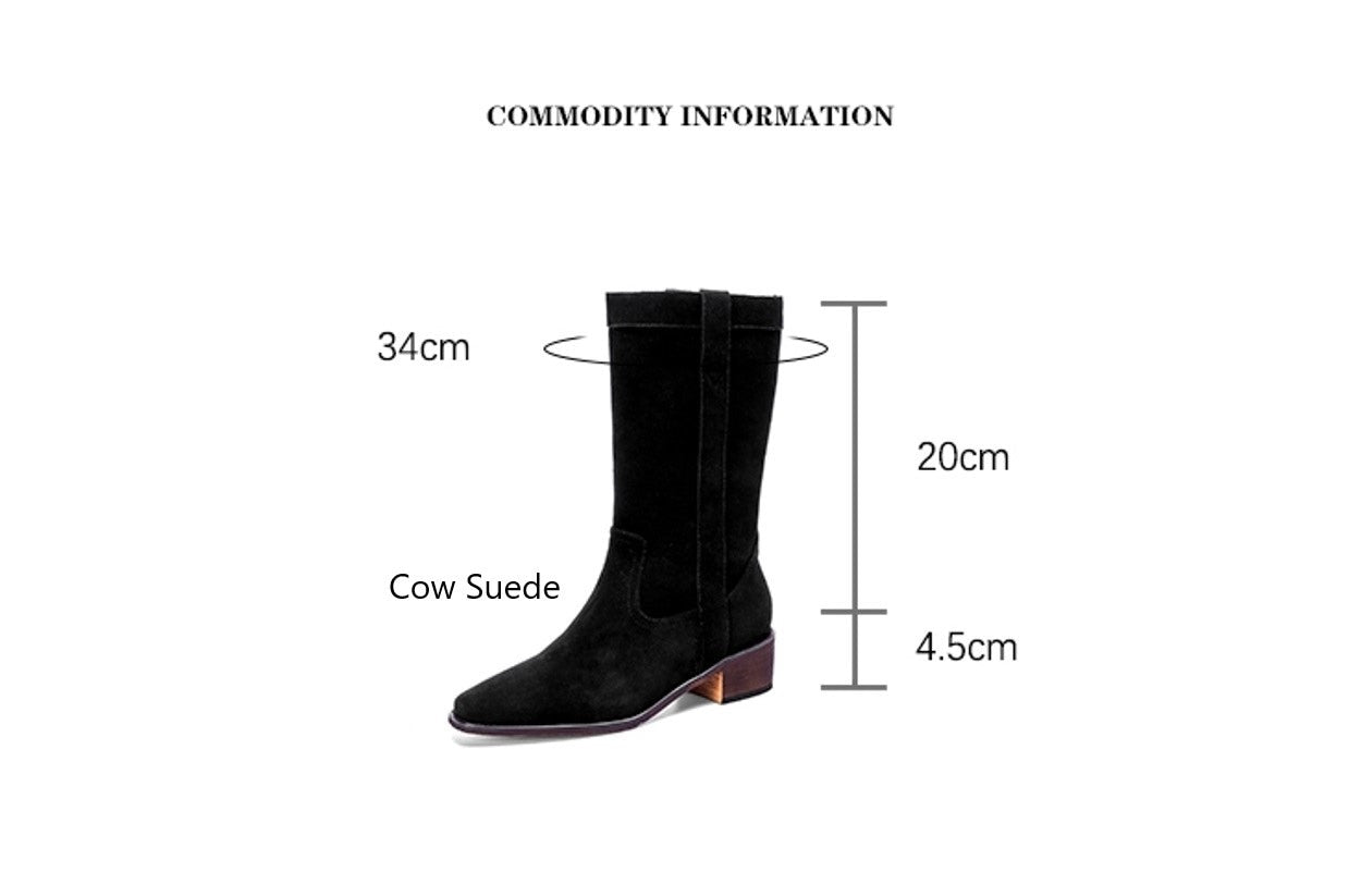 Advbridge Western Boots Cowgirls Cool Shoes Woman Cow Suede Spring Autumn Botas Casual Style Fashion Woman Ankle Boots Slip On Ladies Shoe