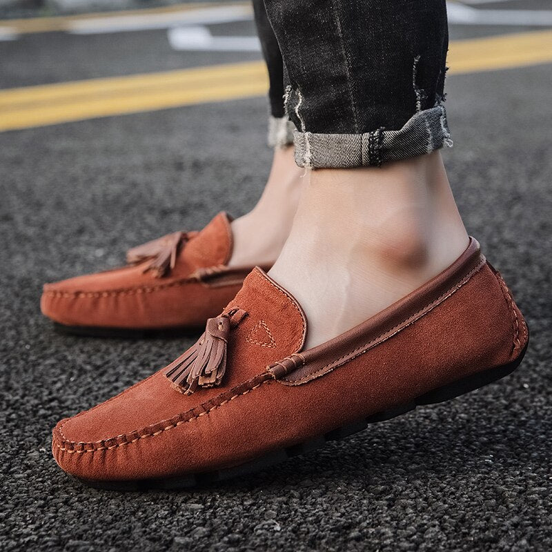 Advbridge Summer Fashion suede loafers mens Soft Bottom Casual shoes Breathable all-match boat shoes Lightweight driving flats Mocasins