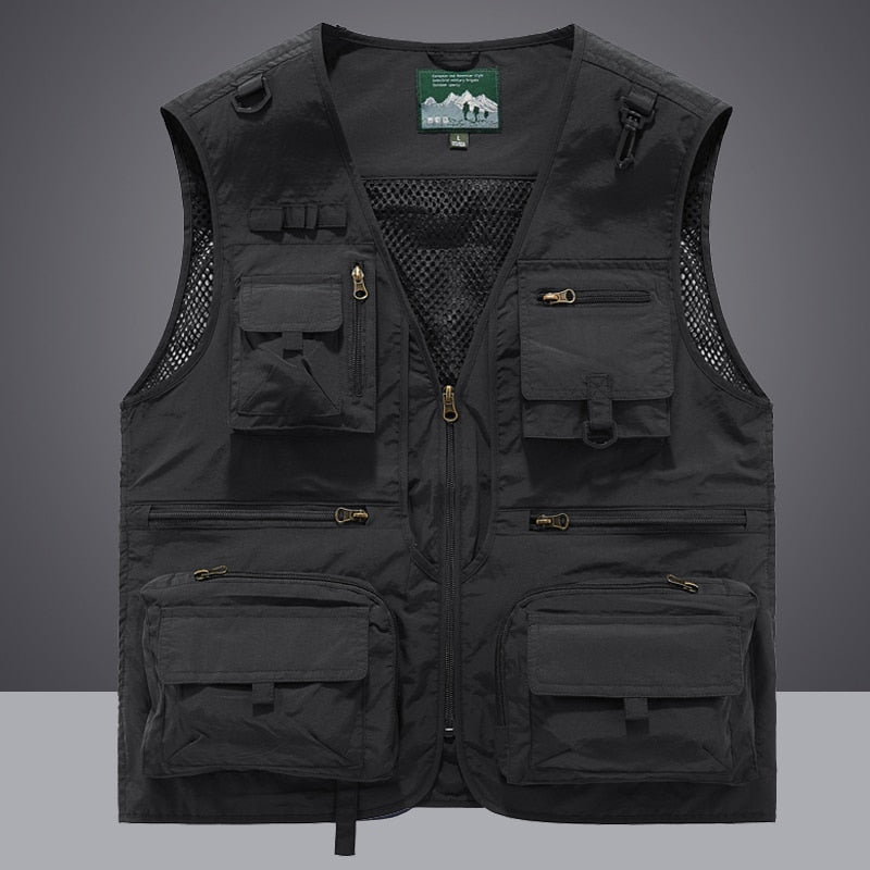 Advbridge Summer Men Unloading Tactical Vest Coat Casual Men&#39;s Photographer Waistcoat Mesh Work Sleeveless Jacket Tools Pocket Vest 5XL