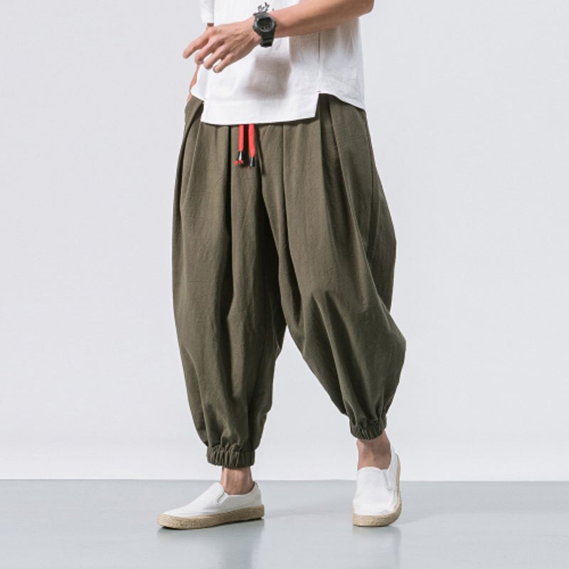 Advbridge Spring Summer Men Streetwear Fashion Loose Casual Pant Male Cotton Linen Harem Trousers Jogger Sweatpants Plus Size M-5XL