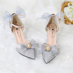 Advbridge Summer Girls Grey Starry Sky Pearl Bowknot Lolita Shoes Sweet Girls Tea Party Victoria Princess Kawaii Loli Cosplay Lolita Shoes