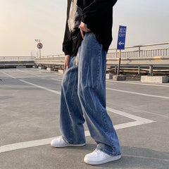 Advbridge Spring Summer Baggy Jean Pants Men Jeans for Boys Elastic Waist Korean Fashion Streetwear Men's Oversize Trend Wide leg pants