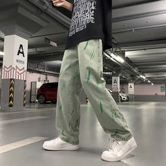 Advbridge New Graffiti Men Jeans Casual Male Wide Leg Pants American Street Unisex Jeans Hip Hop Street Straight Loose Denim Pants 2023