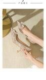 Advbridge Bridal Wedding Shoes Niche Premium Silver High-heeled Shoes Female Thin Heel Bridesmaid Pearl Wedding Dress Cat Heel Shoes
