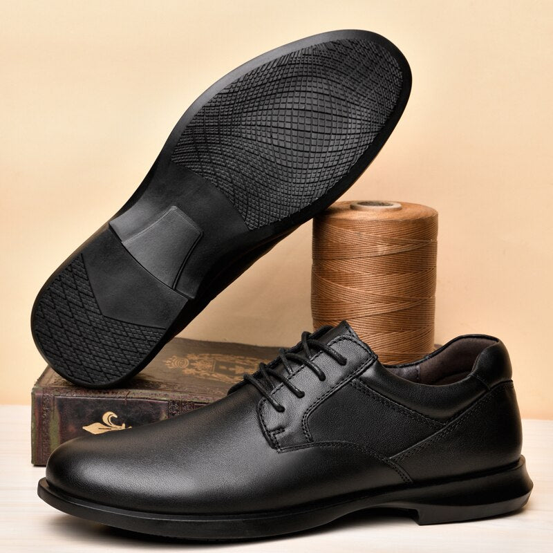 Advbridge men dress shoes Genuine Leather Fashion Men Business Dress Oxford outdoor lace up Breathable Formal Wedding Shoes for men