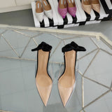 Advbridge New Women Sexy Sandals with Bow Slingbacks Celebrity PVC Transperant Summer Shoes French Style Women High Heeled Sandal