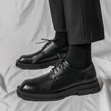 Advbridge Summer Spring Men Platform Leather Shoes Breathable Office Bussiness Formal Shoe Square Toe Male Black White Wedding Dress Shoes