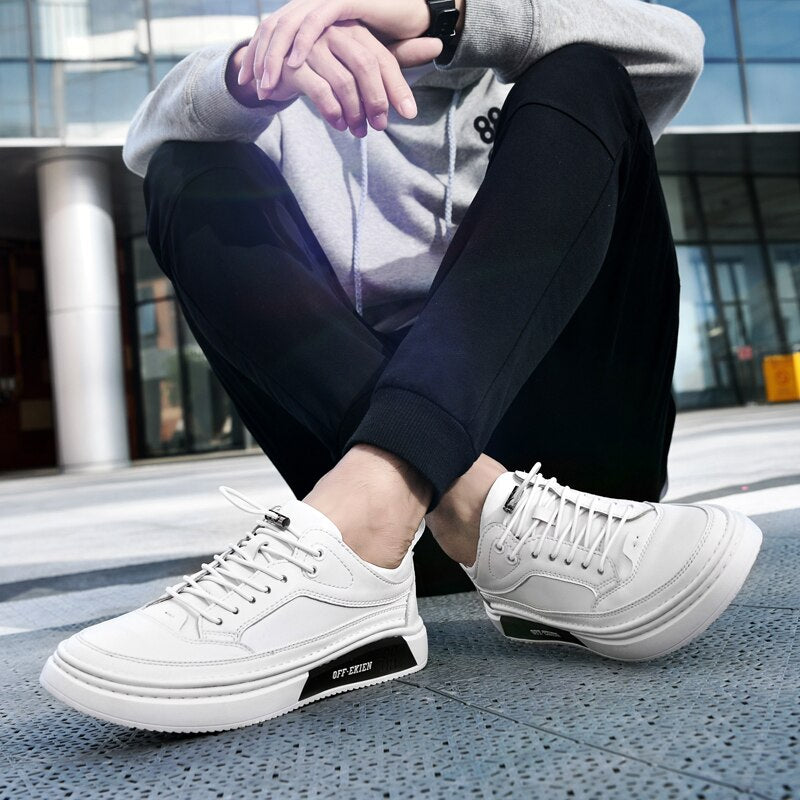 Advbridge White Men's Sneakers Light Casual Shoes for Men Breathable Leather Shoes Men Men Shoes High Quality Driving Shoes Outdoor