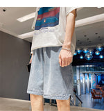 Advbridge Summer New Men's Loose Short Jeans Neutral Denim Shorts Chic Side Vent Straight Short Pants Male Streetwear Casual Shorts 5XL-S