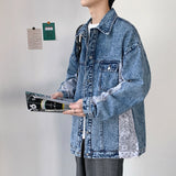Advbridge  Men's Stitched Printing Denim Jackets Fashion Trend High-quality Cowboy Coats Blue Color Loose Outerwear Plus Size M-2XL