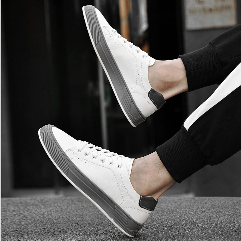 Advbridge Genuine Leather Men Casual Shoes High Quality Walking Flats Color Matching Male Sneakers Man Footwear New Teenage Vulcanize Flat