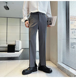 Advbridge Men Hem Split Fashion Casual Straight Suit Pant Man Japan Korean Streetwear Business Chic Pants Male Trousers