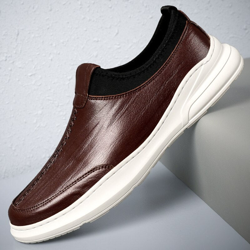 Advbridge men Loafers Genuine Leather Slip On Casual Men Shoes Brand Blue Loafers Man Mocasines Hombre Breathable Flats Male Footwear