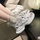 Advbridge Shoes Womens Sneakers Tennis Female Platform Roses Casual Trainers Thick Sole  Mesh Fabric Leisure Riband Spring Lace-Up Rub