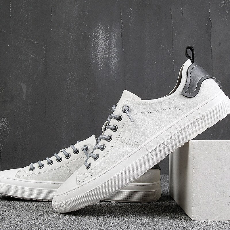 Advbridge 100% Genuine Leather Shoes Men Sneakers Cow Leather Shoes Fashion Male White Shoes Cool Young Man Fashion Sneakers A1585