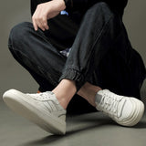 Advbridge Men's Genuine Leather Casual Shoes Handmade Outdoor Skateboard Sneakers Shoes Luxury Brand White Men Shoes Fashion Loafers