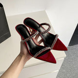 Advbridge Summer High Heel Slides Formal Ladies Party Shoes Dress Mules Sexy Strappy Shoes Women Zapatos De Tacon Mujer Elegantes