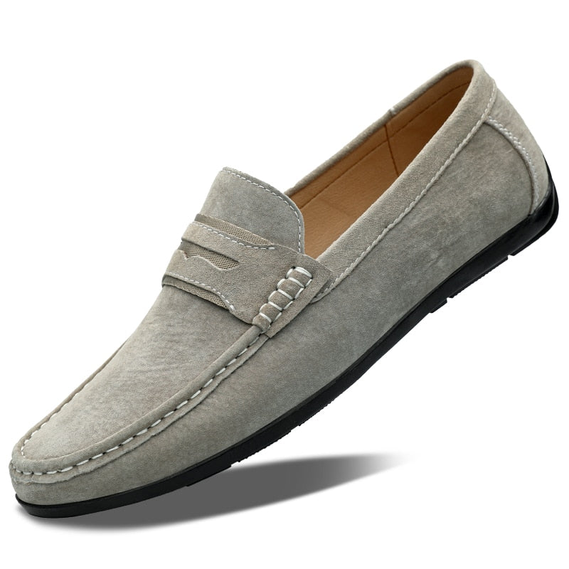 Advbridge Spring Summer Suede Men Loafers Comfortable Flat Casual Shoes Men Breathable Slip-On Soft Genuine Leather Driving Shoes Moccasin